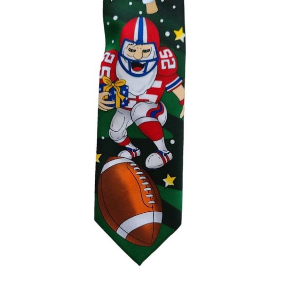 Noel Holiday Collection Football Game Tie Santa Reindeer Christmas Novelty - Picture 2 of 9